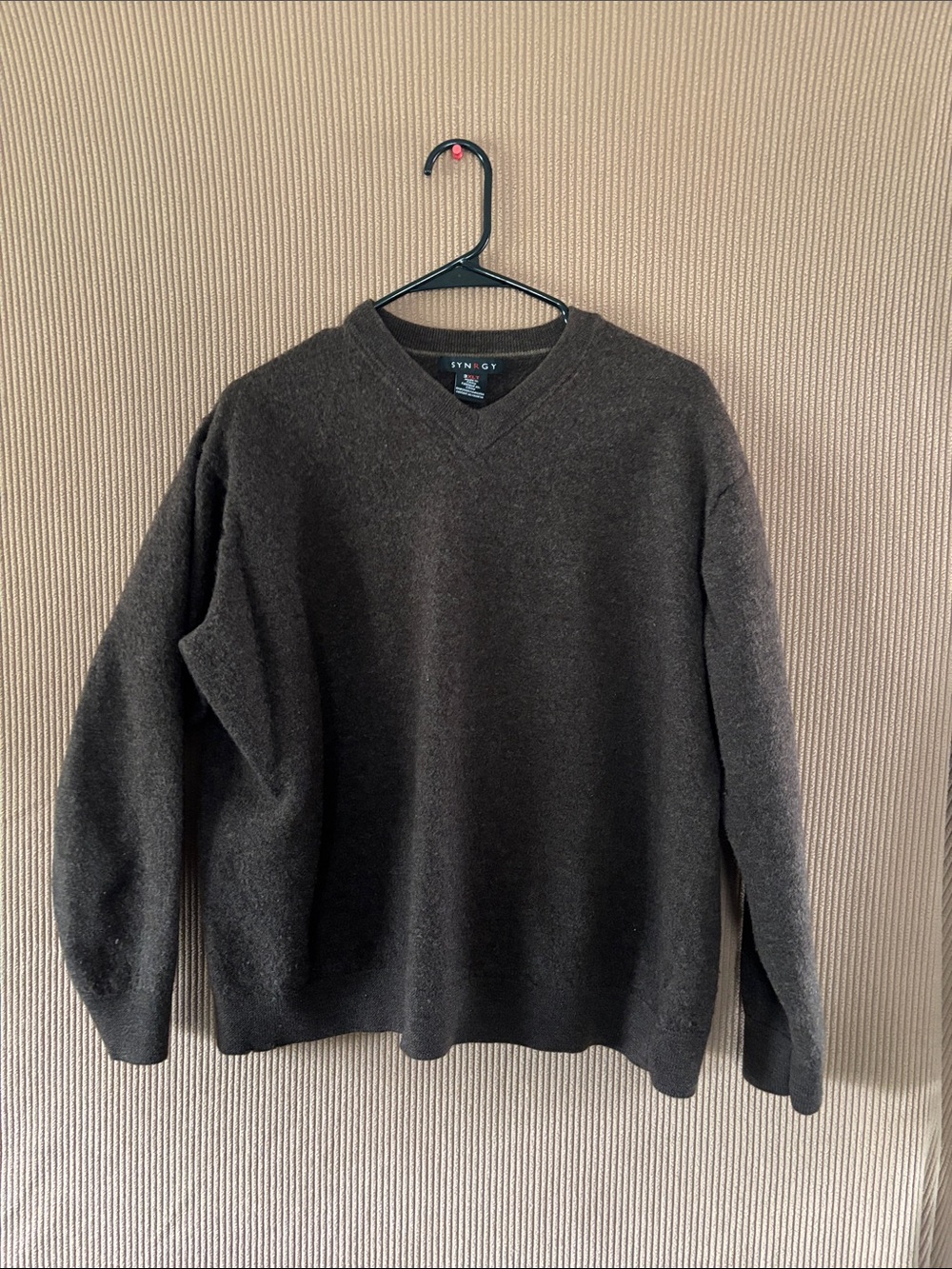 Synergy Men's V-Neck Sweater in Charcoal Brown